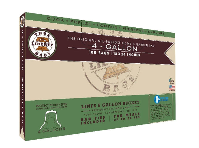 True Liberty Bags All Purpose Storage Bags, 4 Gallon Bags 18 Inch x 24 Inch, Pack of 100