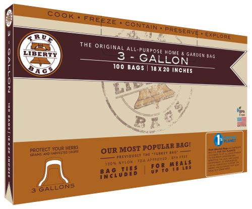 True Liberty Bags All Purpose Storage Bags, 3 Gallon Bags 18 Inch x 20 Inch, Pack of 100