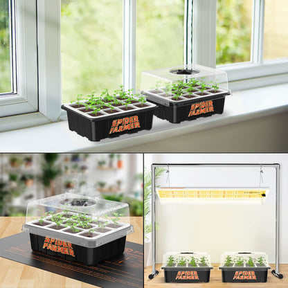 4-Pack Seed Starter Trays with Dome – Germination Kit for Seedlings, Herbs, Vegetables, and Mushrooms