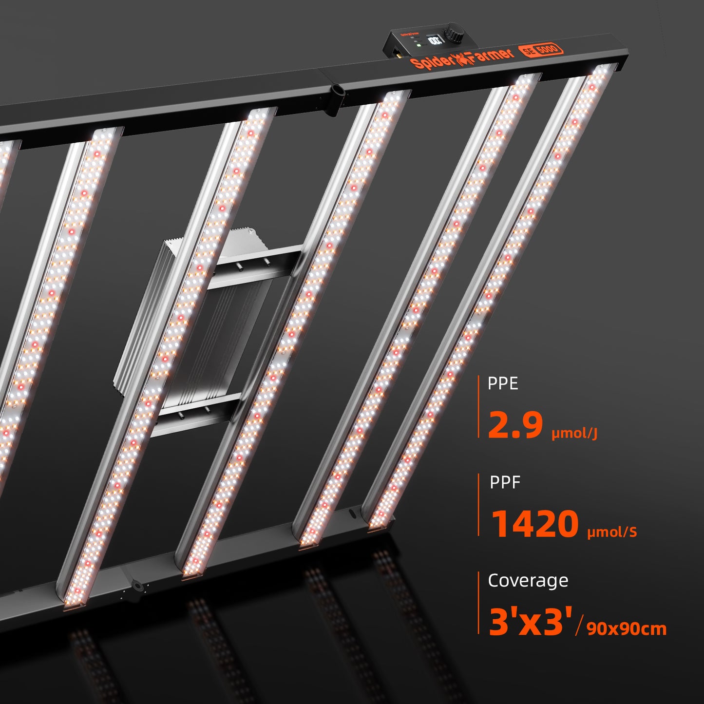 Spider Farmer®SE5000 480W LED Grow Light Samsung LM301H EVO Dimmable Bluetooth & WiFi Smart APP Control High Yields for 4x4FT Grow Tent