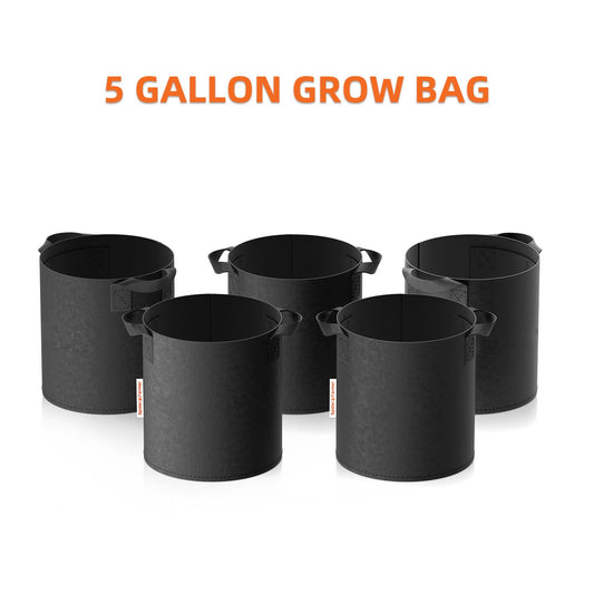 Spider Farmer 5-Pack 5 Gallon Grow Bags Reusable Heavy Duty Fabric Pots with Handles for Mushroom & Tomatoes