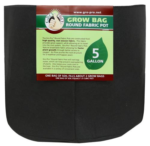 Gro Pro Premium Round Fabric Pot 5 Gallon