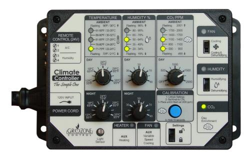 Grozone Control SCC1 Temperature, Humidity, & CO2 Controller - Simple One Series